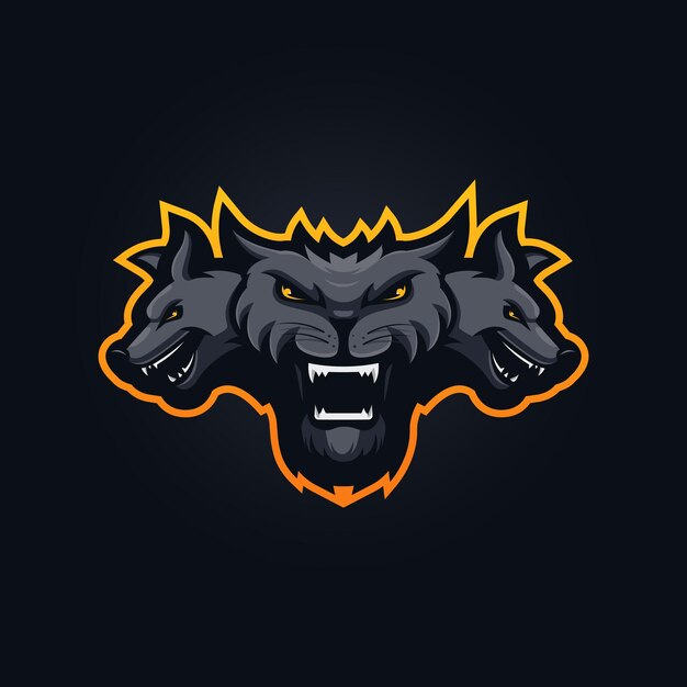 Vector de ilustración de diseño de logotipo de mascota de cerberus esport