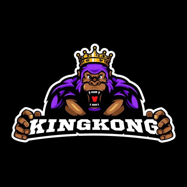 Vector de ilustración de diseño de logotipo de mascota de juego Kingkong Gorilla esport