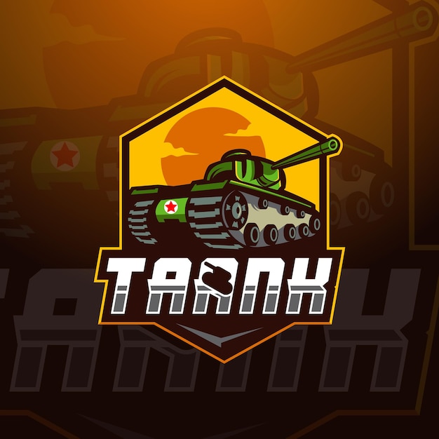 Vector de ilustración de diseño de logotipo de mascota de tanque eSport