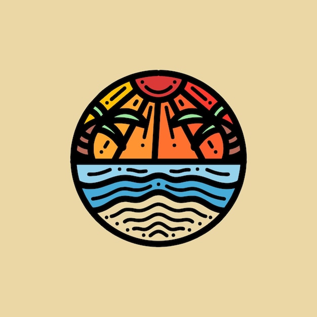 Vector vector de ilustración de diseño de olas de surf dibujado a mano emblema