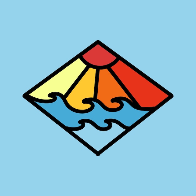 Vector vector de ilustración de diseño de olas de surf dibujado a mano emblema