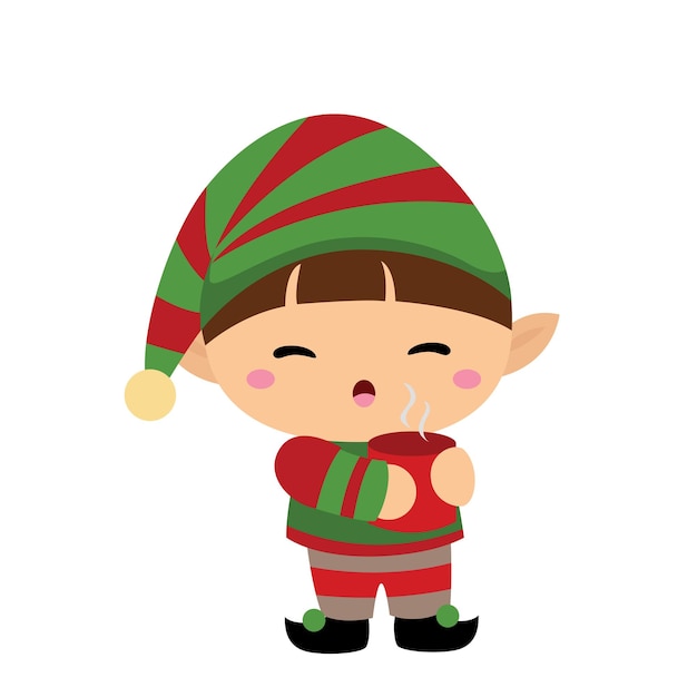 Vector de ilustración de duende de Navidad de fantasía linda Clipart