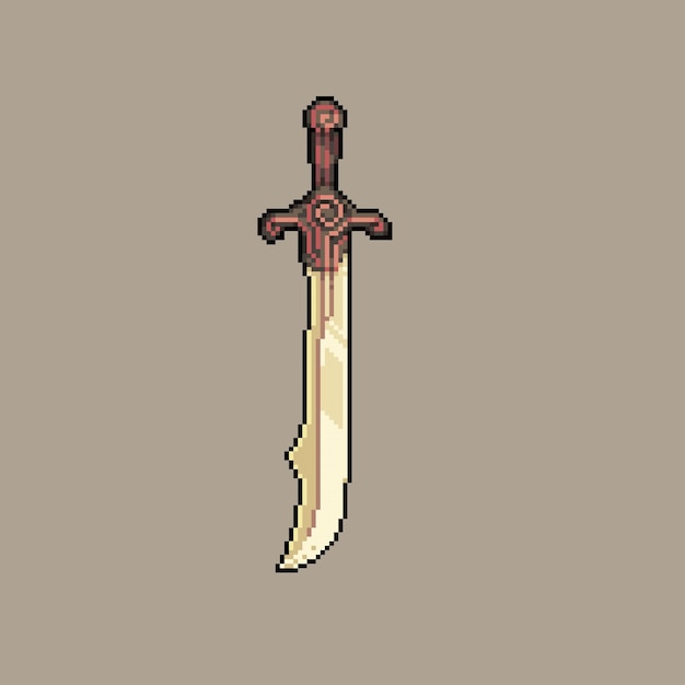 Vector de ilustración editable de Pixel art falchion para gráficos de carteles de activos de juegos de desarrollo de juegos