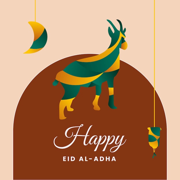 Vector de ilustración de eid aladha degradado de oro