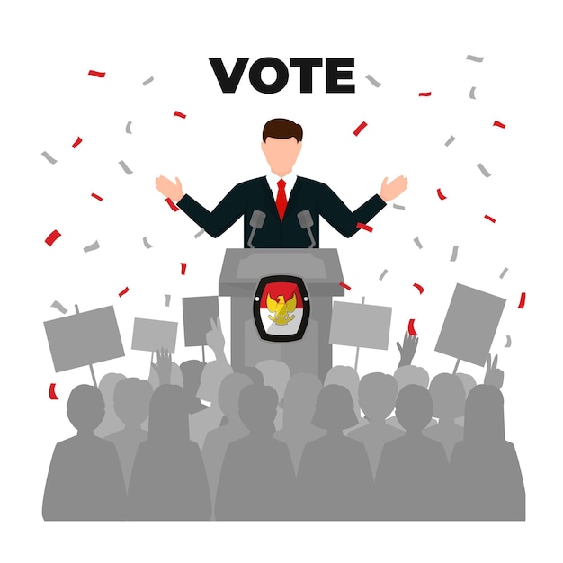 Vector de ilustración de elección de dibujos animados de campaña de candidato presidencial