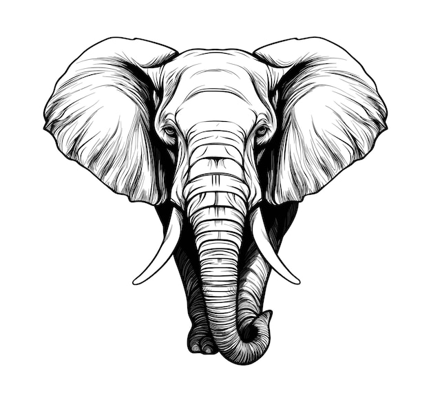 Vector de ilustración de elefante dibujado a mano