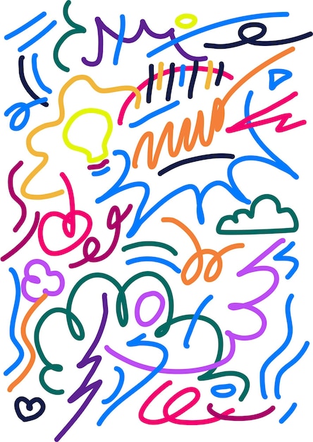 Vector de ilustración de emoción de línea dibujada a mano Textura de impresión de papel pintado infantil simple