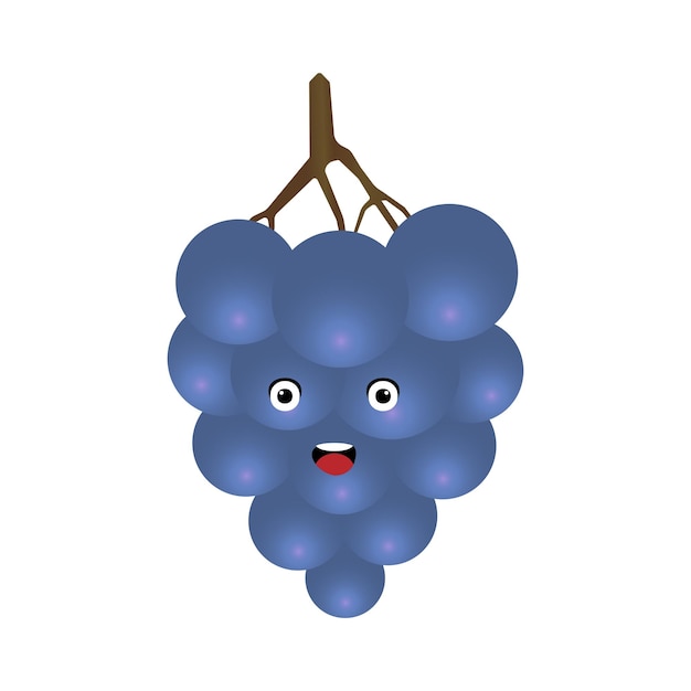 Vector de ilustración de emoticon de uvas azules Ilustración de uvas aisladas en fondos blancos