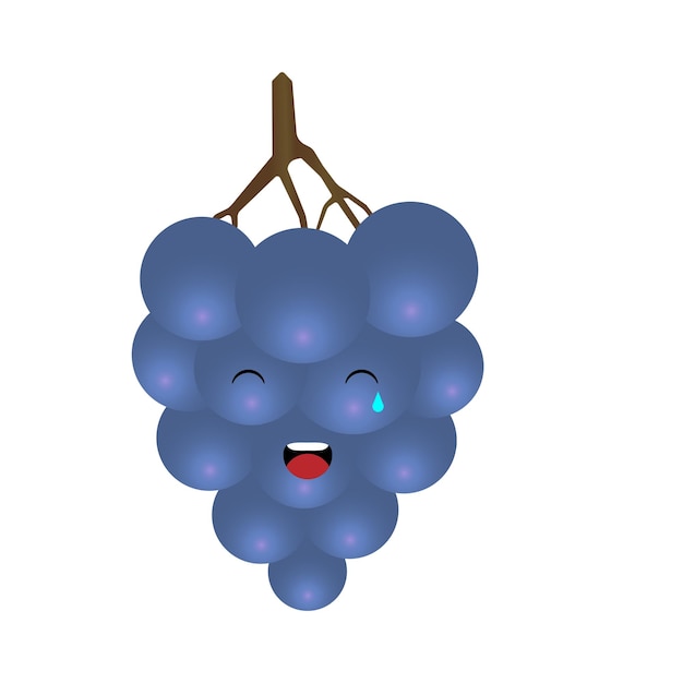 Vector de ilustración de emoticon de uvas azules Ilustración de uvas aisladas en fondos blancos
