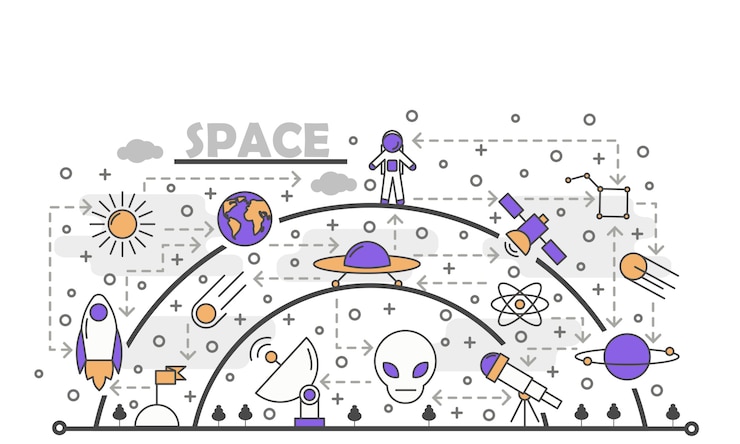 Vector vector ilustración de espacio de arte de línea delgada