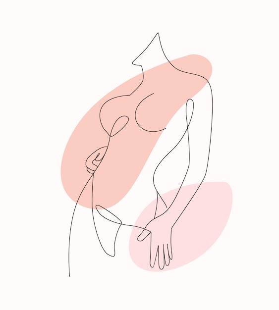 Vector de ilustración femenina de arte de línea de cuerpo femenino