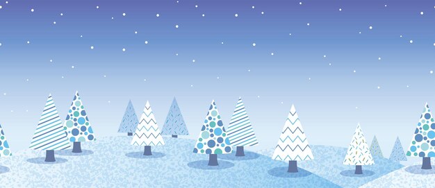 Vector Ilustración Fondo Bosque Invierno Montañoso Transparente Horizontalmente Repetible