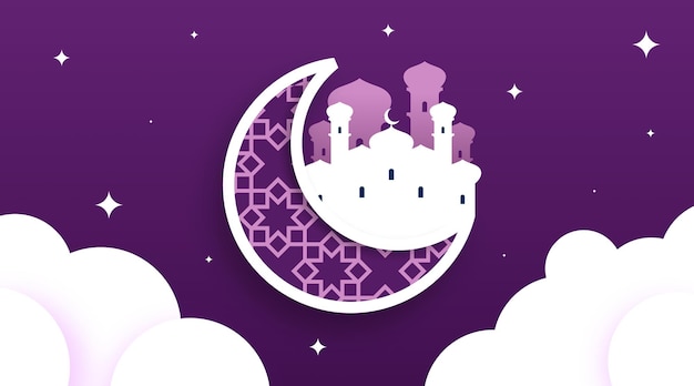Vector de ilustración de fondo feliz Muharram. Muharram es el primer mes del calendario islámico.
