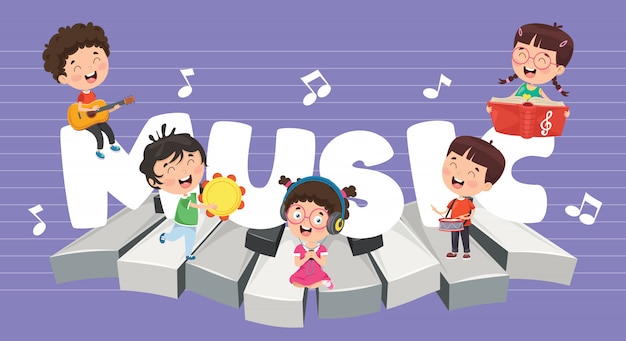 Vector ilustración de fondo de música de los niños