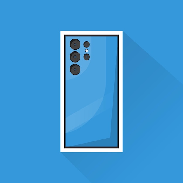 Vector de ilustración del frente del teléfono azul en diseño plano