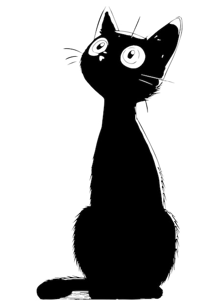 El vector de la ilustración del gato negro lindo
