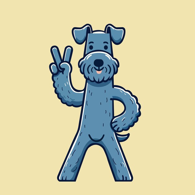 Vector de ilustración del gesto de paz del perro Kerry Blue Terrier