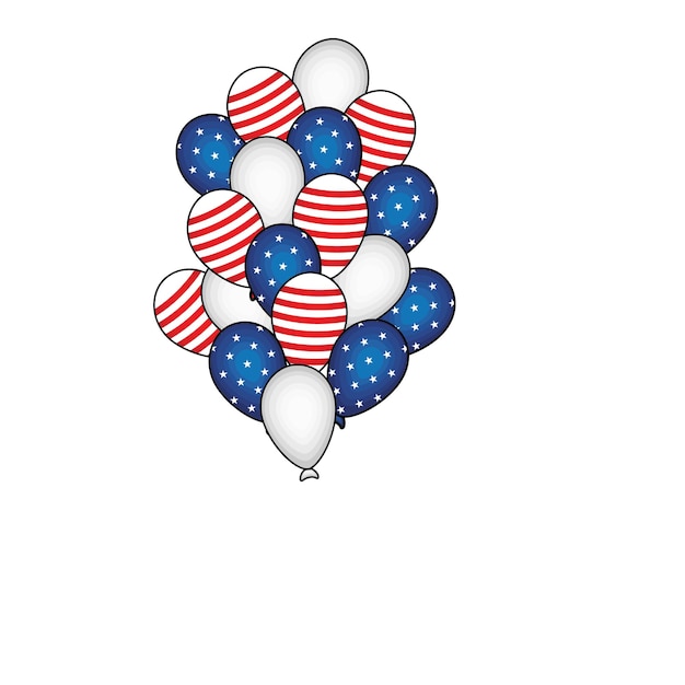 Vector de ilustración de globos estrellados y blancos de rayas Perfecto para la celebración del 4 de julio