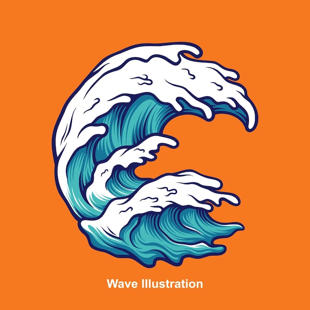 Vector de ilustración de gran ola de verano