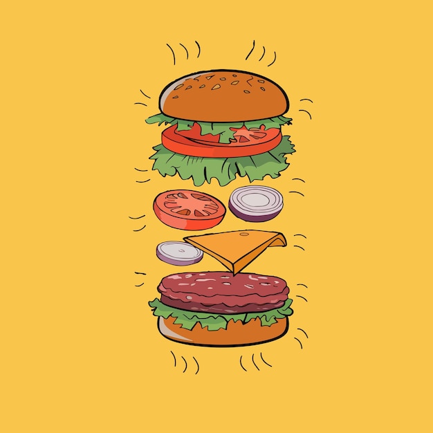 Vector de ilustración de las hamburguesas