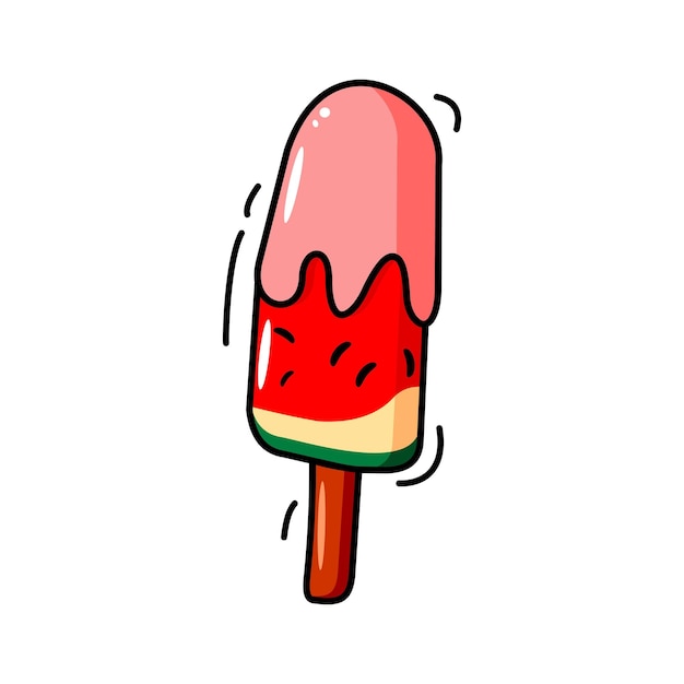 Vector de ilustración de helado de fruta de sandía