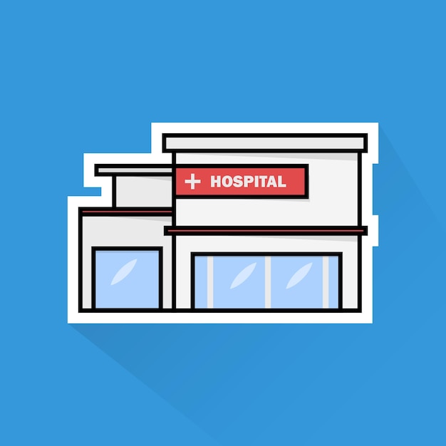 Vector de ilustración de hospital en diseño plano