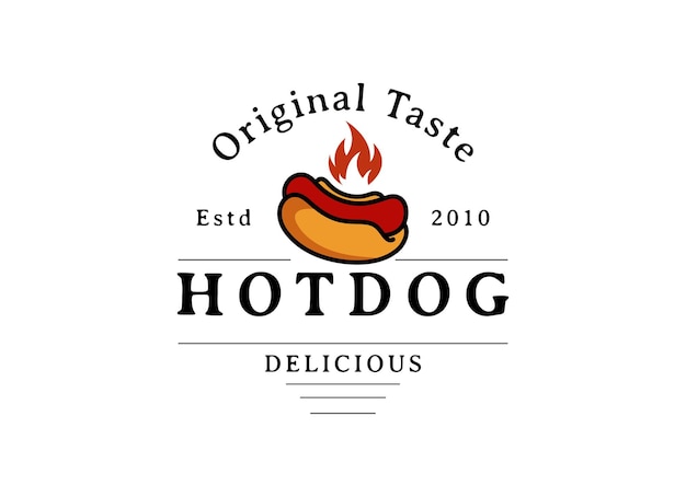 Vector de ilustración de hotdog plantilla de diseño de logotipo de restaurante de comida rápida y hotdog