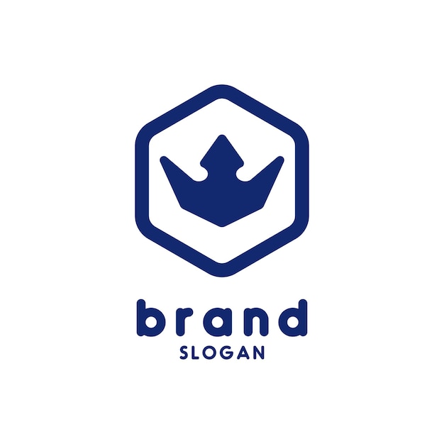 Vector de ilustración del icono de la corona hexagonal