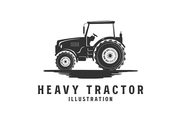 Vector de ilustración de icono de máquina de tractor de granja pesada rústica vintage