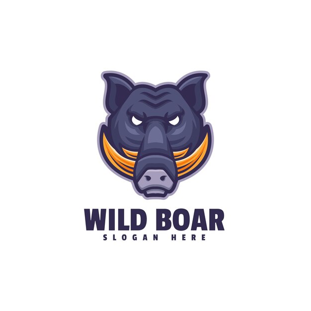 Vector de ilustración de jabalí logotipo de la mascota