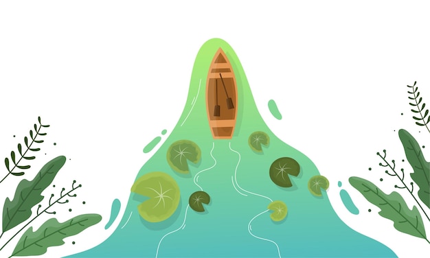 vector de ilustración de lago de lirio para fondo de vector de ilustración de lago de naturaleza
