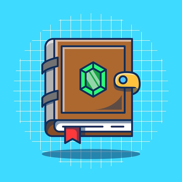 Vector de ilustración de libro de icono de juego en estilo de dibujos animados plana