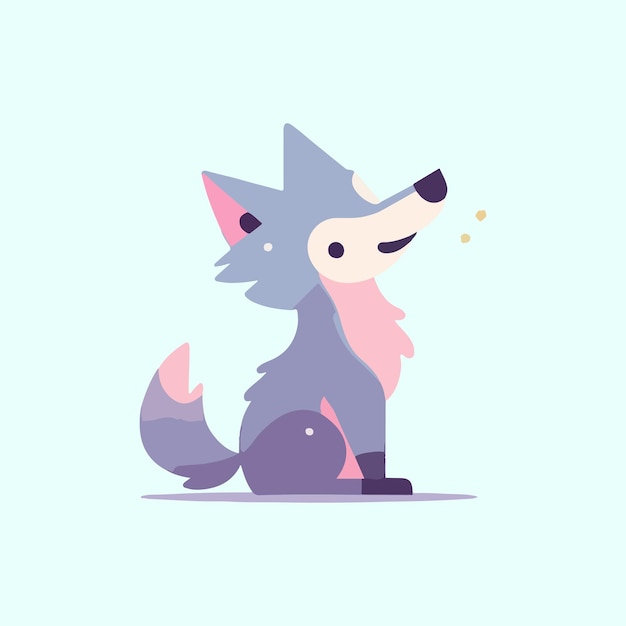 Vector de ilustración de lobo de dibujos animados lindo