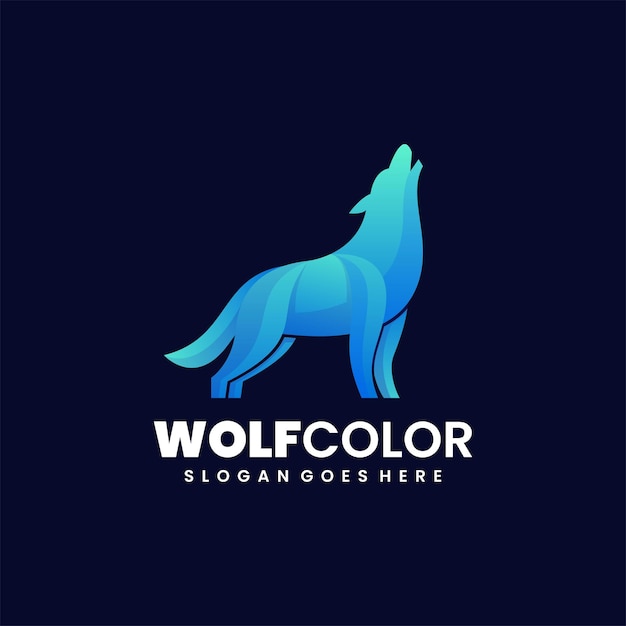 Vector ilustración logo lobo color degradado colorido