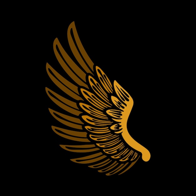 Vector de ilustración de logotipo de ala de vintage dibujado a mano