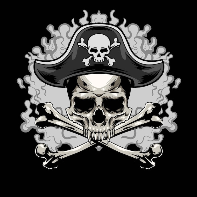 Vector de ilustración de logotipo de calavera de piratas