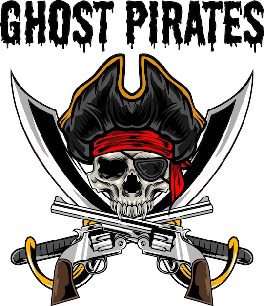 Vector de ilustración de logotipo de calavera de piratas