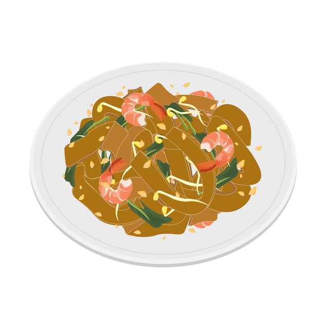Vector de ilustración del logotipo Char kway teow kwetiaw Kwetiau
