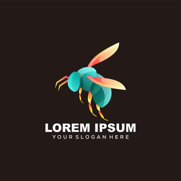 vector de ilustración de logotipo colorido de abeja