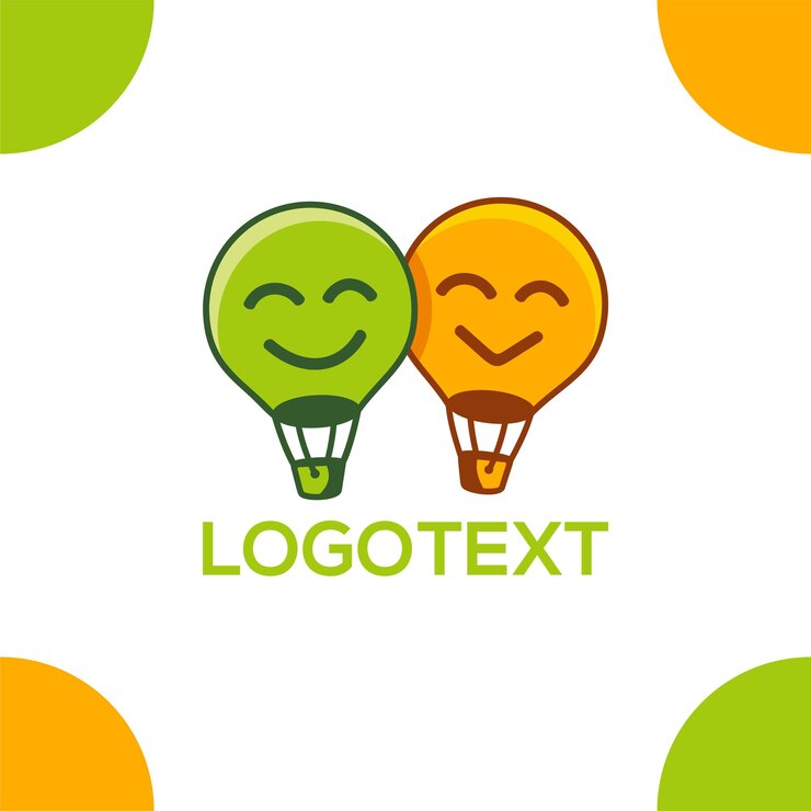 Vector de ilustración del logotipo de Happy Smiley Hot Air Balloon
