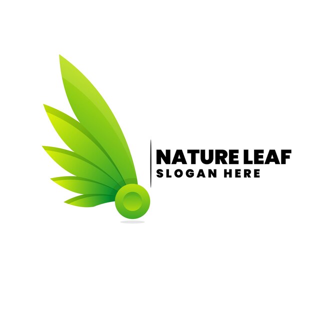 Vector Ilustración Logotipo Con Hoja Verde Estilo Colorido Degradado