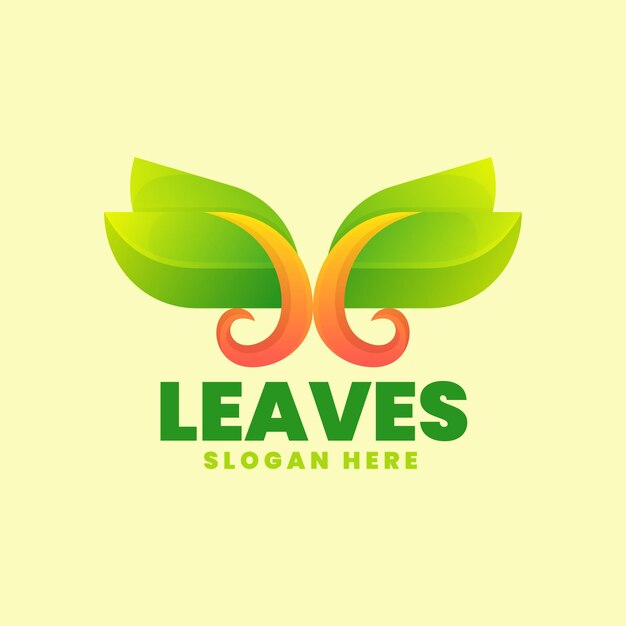 Vector Ilustración Logotipo Con Hoja Verde Estilo Colorido Degradado