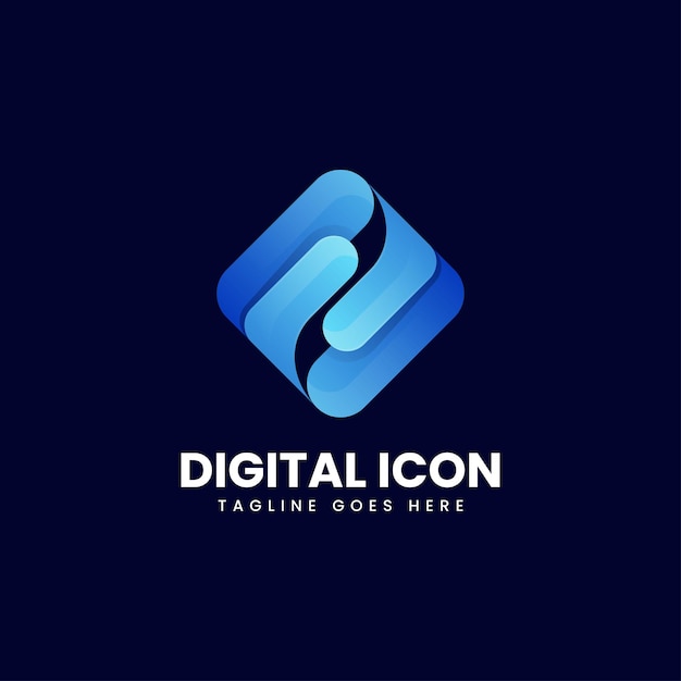 Vector Ilustración Logotipo Icono Digital Estilo Colorido Degradado