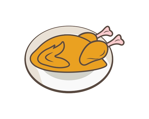 Vector de ilustración de logotipo de icono de pollo frito