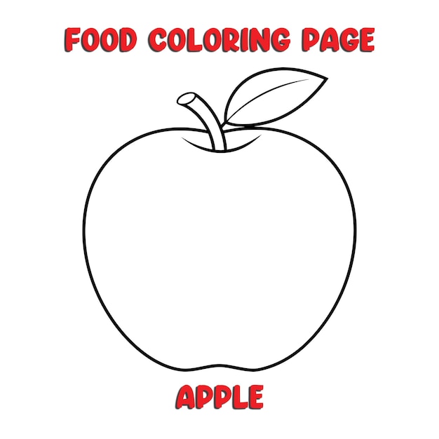 Vector de la ilustración de la manzana página de colorear para niños