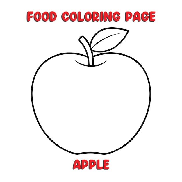 Vector de la ilustración de la manzana página de colorear para niños