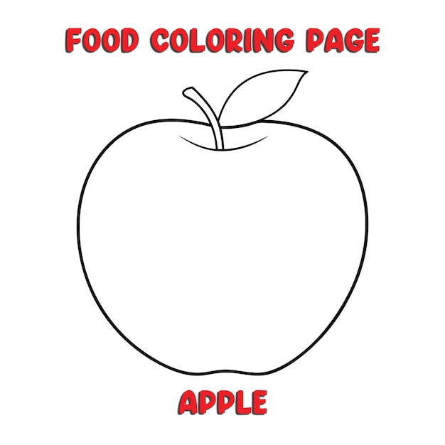 Vector de la ilustración de la manzana página de colorear para niños