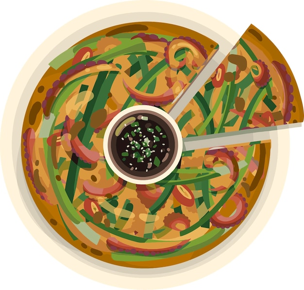 Vector de ilustración de los mariscos Scallion Pancake
