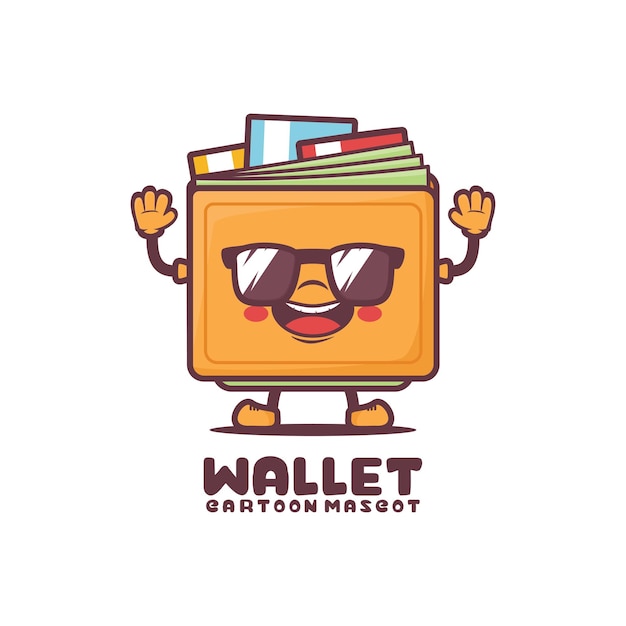 Vector de ilustración de mascota de dibujos animados de billetera