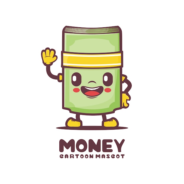 Vector de ilustración de mascota de dibujos animados de dinero
